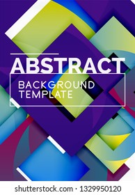 Geometric minimal abstract background with multicolored squares composition, vector