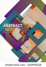 Fondo abstracto geométrico mínimo con composición de cuadrados multicolores, vector