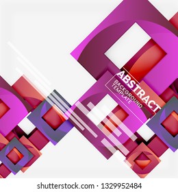 Geometric minimal abstract background with multicolored squares composition, vector
