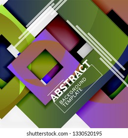 Geometric minimal abstract background with multicolored squares composition, vector