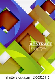 Geometric minimal abstract background with multicolored squares composition, vector