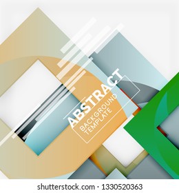 Geometric minimal abstract background with multicolored squares composition, vector