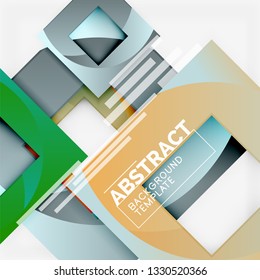 Fondo abstracto geométrico mínimo con composición de cuadrados multicolores, vector