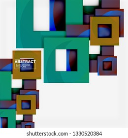 Fondo abstracto geométrico mínimo con composición de cuadrados multicolores, vector