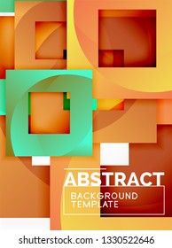 Geometric minimal abstract background with multicolored squares composition, vector