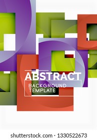 Geometric minimal abstract background with multicolored squares composition, vector