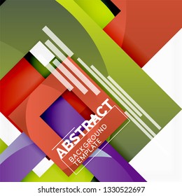 Geometric minimal abstract background with multicolored squares composition, vector