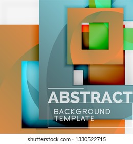 Geometric minimal abstract background with multicolored squares composition, vector