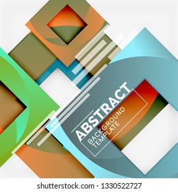 Fondo abstracto geométrico mínimo con composición de cuadrados multicolores, vector