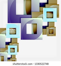 Geometrischer, minimaler abstrakter Hintergrund mit mehrfarbigem Quadrat, Vektorgrafik