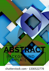 Geometric minimal abstract background with multicolored squares composition, vector