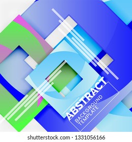 Geometric minimal abstract background with multicolored squares composition, vector