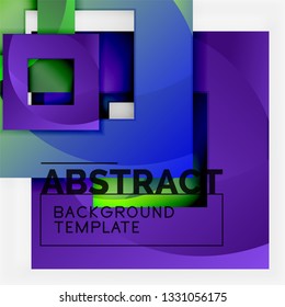 Geometric minimal abstract background with multicolored squares composition, vector