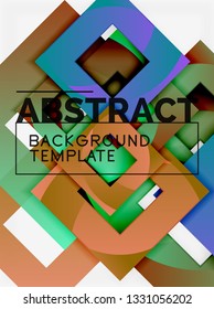 Geometric minimal abstract background with multicolored squares composition, vector