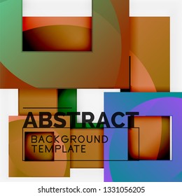 Fondo abstracto geométrico mínimo con composición de cuadrados multicolores, vector