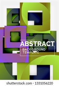 Geometric minimal abstract background with multicolored squares composition, vector