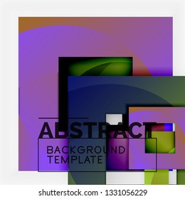 Geometric minimal abstract background with multicolored squares composition, vector