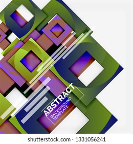 Fondo abstracto geométrico mínimo con composición de cuadrados multicolores, vector