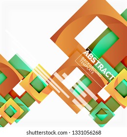 Geometrischer, minimaler abstrakter Hintergrund mit mehrfarbigem Quadrat, Vektorgrafik