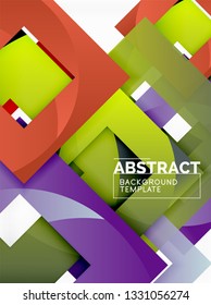 Fondo abstracto geométrico mínimo con composición de cuadrados multicolores, vector