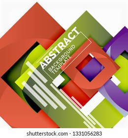 Geometrischer, minimaler abstrakter Hintergrund mit mehrfarbigem Quadrat, Vektorgrafik