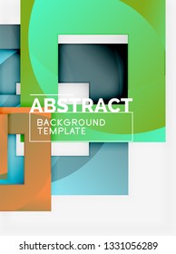 Geometrischer, minimaler abstrakter Hintergrund mit mehrfarbigem Quadrat, Vektorgrafik