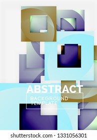 Geometrischer, minimaler abstrakter Hintergrund mit mehrfarbigem Quadrat, Vektorgrafik