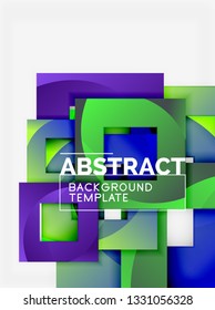 Geometric minimal abstract background with multicolored squares composition, vector