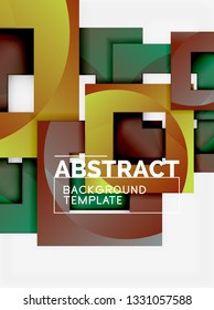 Geometric minimal abstract background with multicolored squares composition, vector