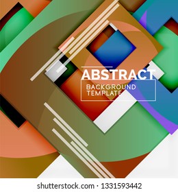 Geometric minimal abstract background with multicolored squares composition, vector