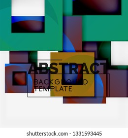 Fondo abstracto geométrico mínimo con composición de cuadrados multicolores, vector