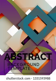 Geometric minimal abstract background with multicolored squares composition, vector