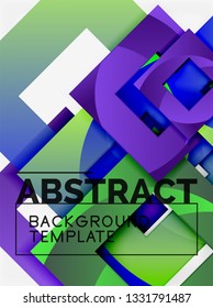 Fondo abstracto geométrico mínimo con composición de cuadrados multicolores, vector