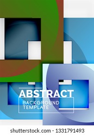 Geometric minimal abstract background with multicolored squares composition, vector