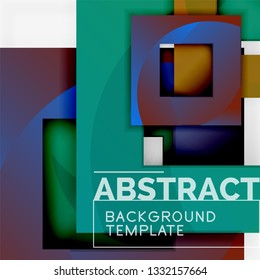 Geometric minimal abstract background with multicolored squares composition, vector