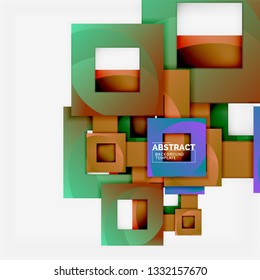 Geometric minimal abstract background with multicolored squares composition, vector