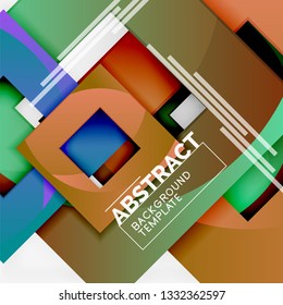 Geometric minimal abstract background with multicolored squares composition, vector