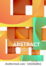 Geometric minimal abstract background with multicolored squares composition, vector