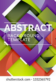 Geometric minimal abstract background with multicolored squares composition, vector