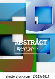 Geometric minimal abstract background with multicolored squares composition, vector
