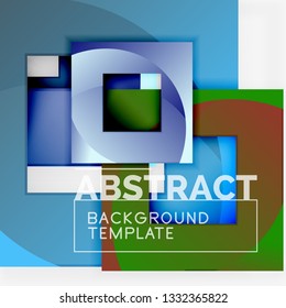 Geometric minimal abstract background with multicolored squares composition, vector