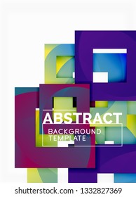 Geometric minimal abstract background with multicolored squares composition, vector
