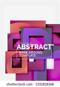 Fondo abstracto geométrico mínimo con composición de cuadrados multicolores, vector