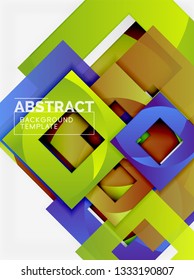 Fondo abstracto geométrico mínimo con composición de cuadrados multicolores, vector