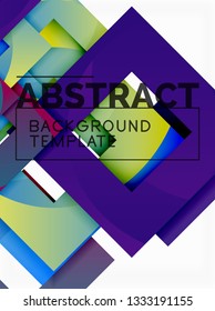 Geometric minimal abstract background with multicolored squares composition, vector