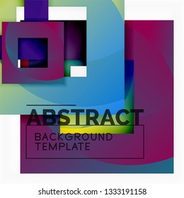 Geometric minimal abstract background with multicolored squares composition, vector