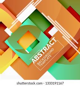 Geometric minimal abstract background with multicolored squares composition, vector