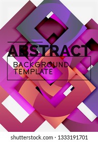 Geometric minimal abstract background with multicolored squares composition, vector