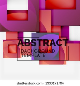 Geometric minimal abstract background with multicolored squares composition, vector