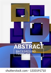 Geometric minimal abstract background with multicolored squares composition, vector